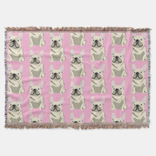 Crème Franse Bulldog Deken (Voorkant)