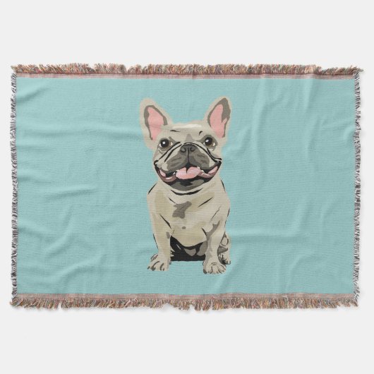 Crème Franse Bulldog Deken (Voorkant)