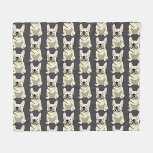 Crème Franse Bulldog Fleece Deken