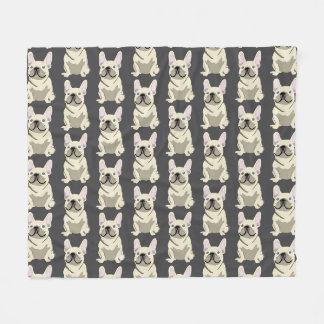 Crème Franse Bulldog Fleece Deken
