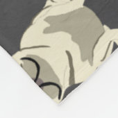 Crème Franse Bulldog Fleece Deken (Hoek)