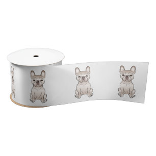 Crème Franse Bulldog / Franse Cute Cartoon Hond Satijnen Lint