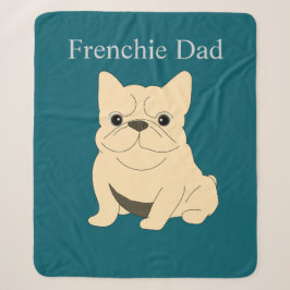 Crème Franse Bulldog, Frenchie Vader Sherpa Deken