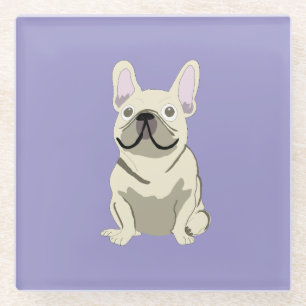 Crème Franse Bulldog, Glazen Onderzetter