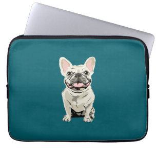Crème Franse Bulldog, Ik hou van mijn hond Laptop Sleeve