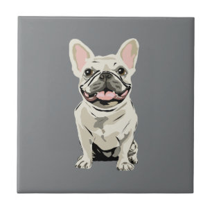 Crème Franse Bulldog, Ik hou van mijn hond Tegeltje
