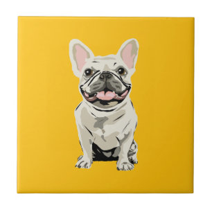 Crème Franse Bulldog, Ik hou van mijn hond Tegeltje
