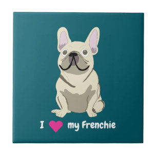 Crème Franse Bulldog, Ik hou van mijn hond Tegeltje