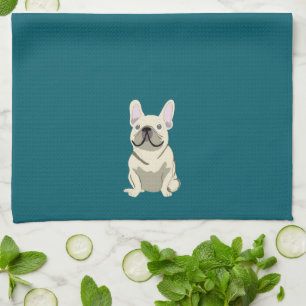 Crème Franse Bulldog, Ik hou van mijn hond Theedoek