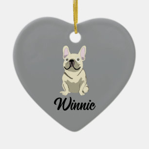 Crème Franse Bulldog Keramisch Ornament