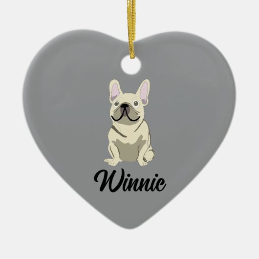Crème Franse Bulldog Keramisch Ornament (Voorkant)