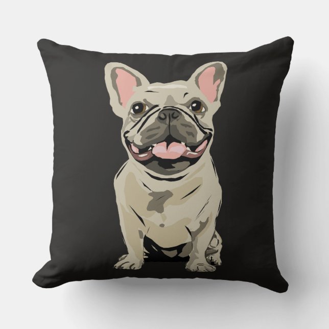 Crème Franse Bulldog Kussen (Voorkant)