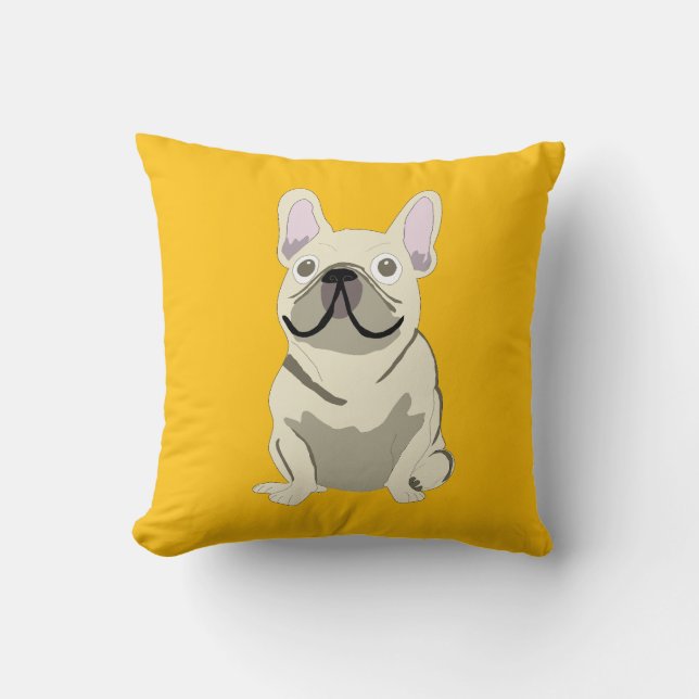 Crème Franse Bulldog Kussen (Voorkant)