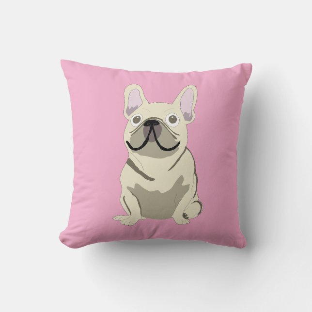 Crème Franse Bulldog Kussen (Voorkant)