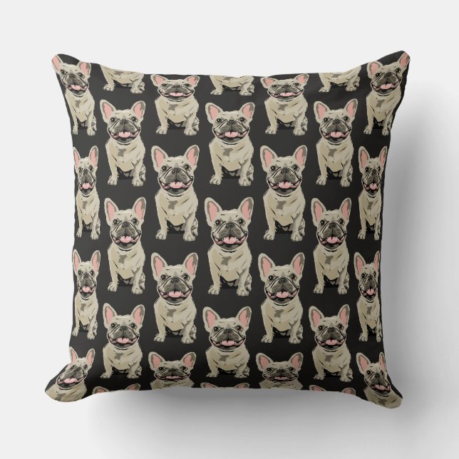 Crème Franse Bulldog Kussen (Voorkant)