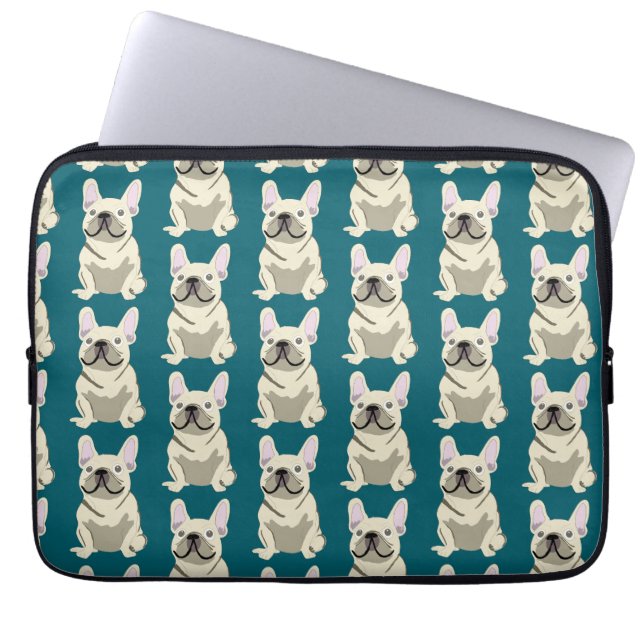 Crème Franse Bulldog Laptop Sleeve (Voorkant)