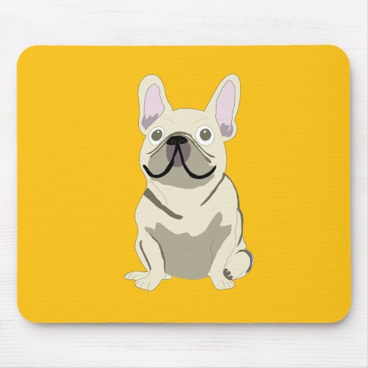 Crème Franse Bulldog Muismat (Voorkant)