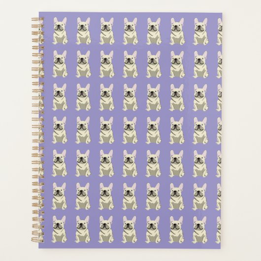 Crème Franse Bulldog Planner (Voorkant)