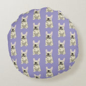 Crème Franse Bulldog, Rond Kussen (Achterkant)
