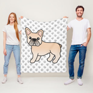 Crème Franse Bulldog Schattige Cartoon Hond Fleece Deken