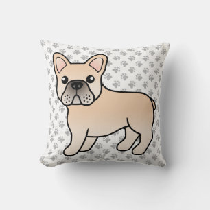 Crème Franse Bulldog Schattige Cartoon Hond Kussen