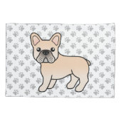 Crème Franse Bulldog Schattige Cartoon Hond Kussensloop (Achterkant)