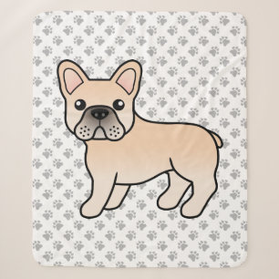 Crème Franse Bulldog Schattige Cartoon Hond Sherpa Deken