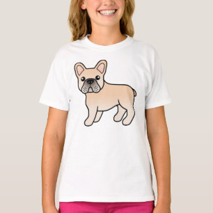 Crème Franse Bulldog Schattige Cartoon Hond T-shirt