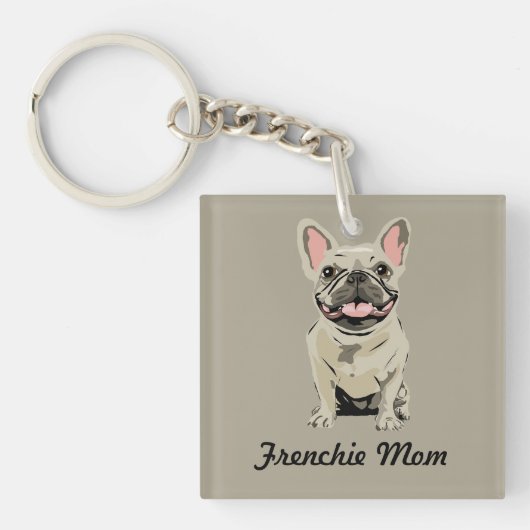 Crème Franse Bulldog Sleutelhanger (voorkant)