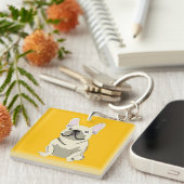 Crème Franse Bulldog Sleutelhanger (Voorkant Rechts)