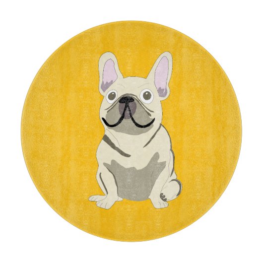 Crème Franse Bulldog Snijplank (Voorkant)