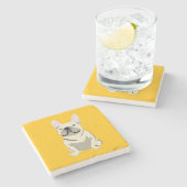 Crème Franse Bulldog Stenen Onderzetter (Zijkant)
