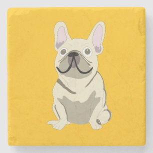 Crème Franse Bulldog Stenen Onderzetter