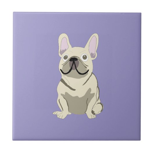 Crème Franse Bulldog, Tegeltje (Voorkant)