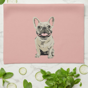 Crème Franse Bulldog Theedoek