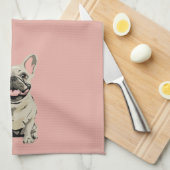 Crème Franse Bulldog Theedoek (Quarter Fold)