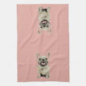 Crème Franse Bulldog Theedoek (Verticaal)