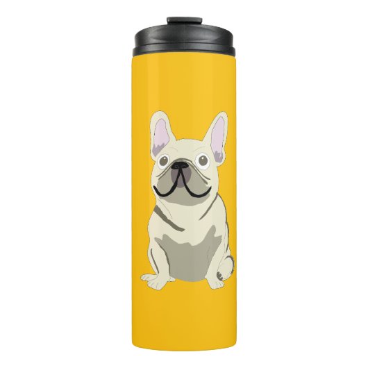 Crème Franse Bulldog Thermosbeker (Voorkant)