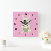 Crème Franse Bulldog Vierkante Klok (Huis)