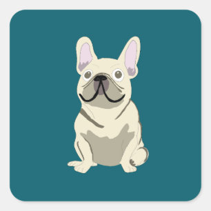 Crème Franse Bulldog Vierkante Sticker