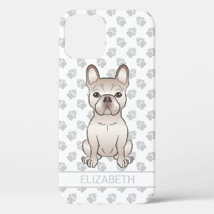Crème Franse Bulldog Zit & Aangepaste Naam Case-Mate iPhone Case