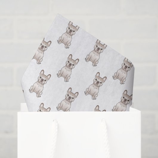 Crème Frenchie Cartoon Hond Patroon Tissuepapier (Cadeauzakje)