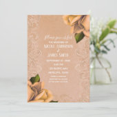 Crème Geel Antiek Roos Elegante bruiloft Kaart (Staand voorkant)