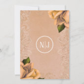 Crème Geel Antiek Roos Elegante bruiloft Kaart (Achterkant)