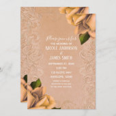 Crème Geel  Antiek Roos Elegante bruiloft Kaart (Voorkant / Achterkant)