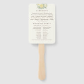 Crème Geel Bloemen Italiaanse Boog Trouwprogramma Handwaaier (Achterkant)