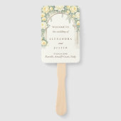 Crème Geel Bloemen Italiaanse Boog Trouwprogramma Handwaaier (Voorkant)