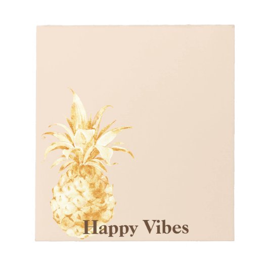 Crème Geel Goud Ananas Confetti Notitieblok (Voorkant)
