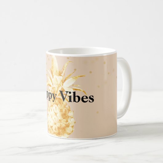 Crème Geel Goud Ananas Koffiemok (Voorkant rechts)