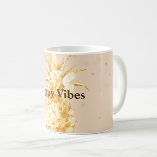 Crème Geel Goud Ananas Koffiemok (Voorkant rechts)